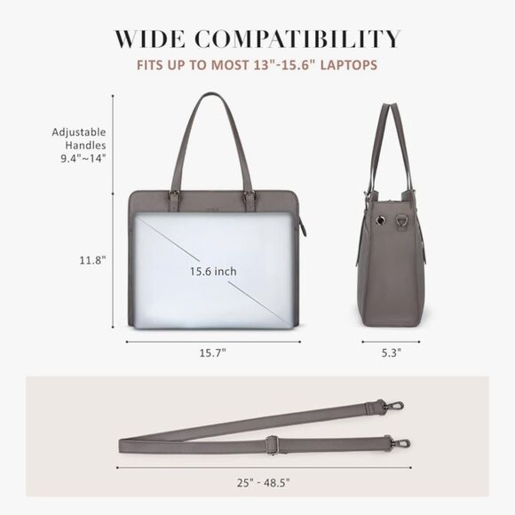 ECOSUSI Laptop Bag for Women 15.6 Inch Work Briefcase Tote Professional with Sho - Picture 5 of 7